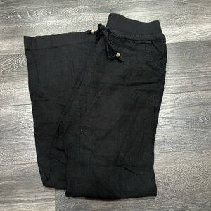 Black stretch waist black wide summer pants!